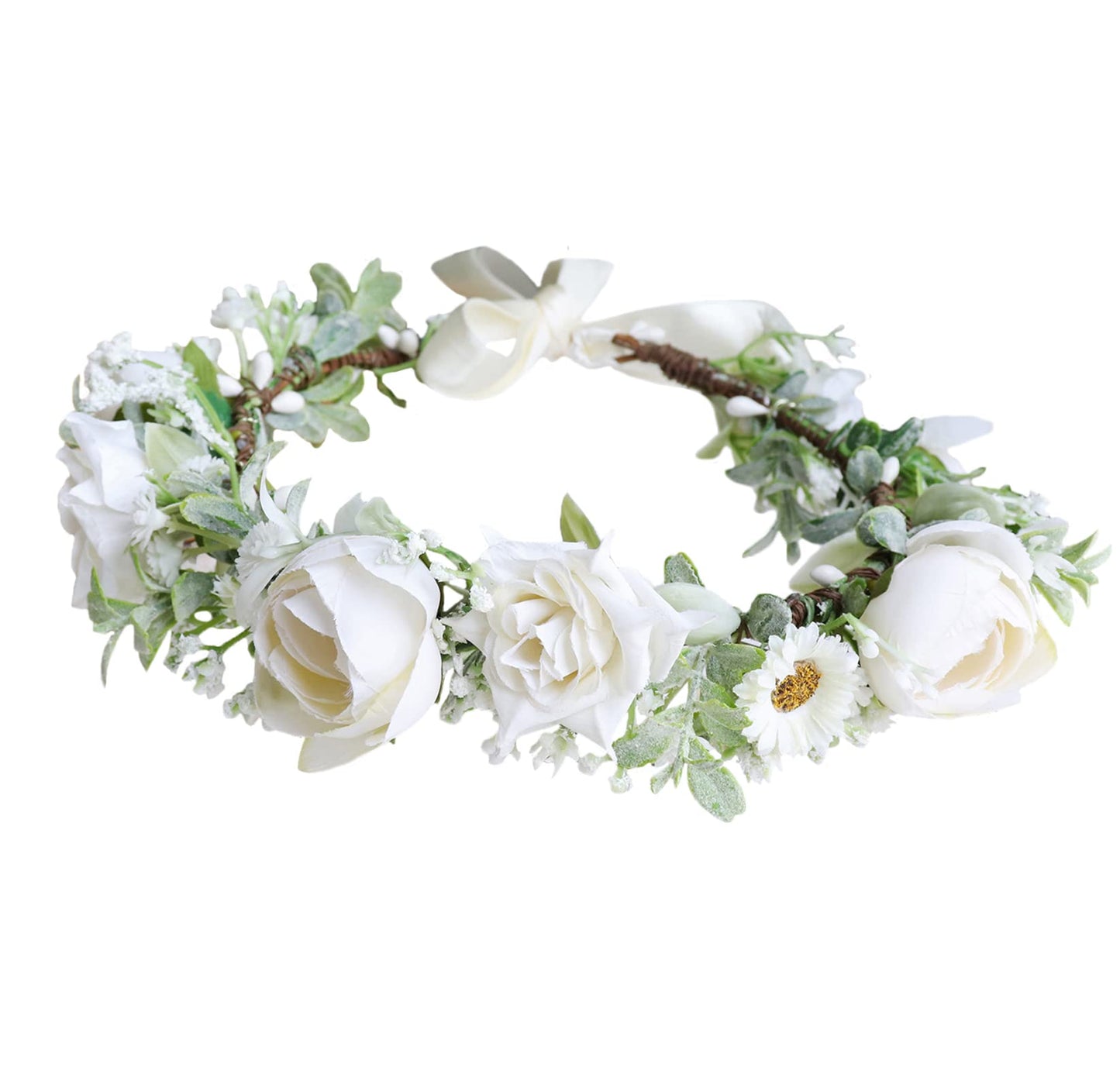 Trepveter Wedding Floral Crown Flower Crown Women Floral Headband Flower Headpiece Halo Cosplay Halloween Bridal Wedding Photo Props Renaissance Party Prom