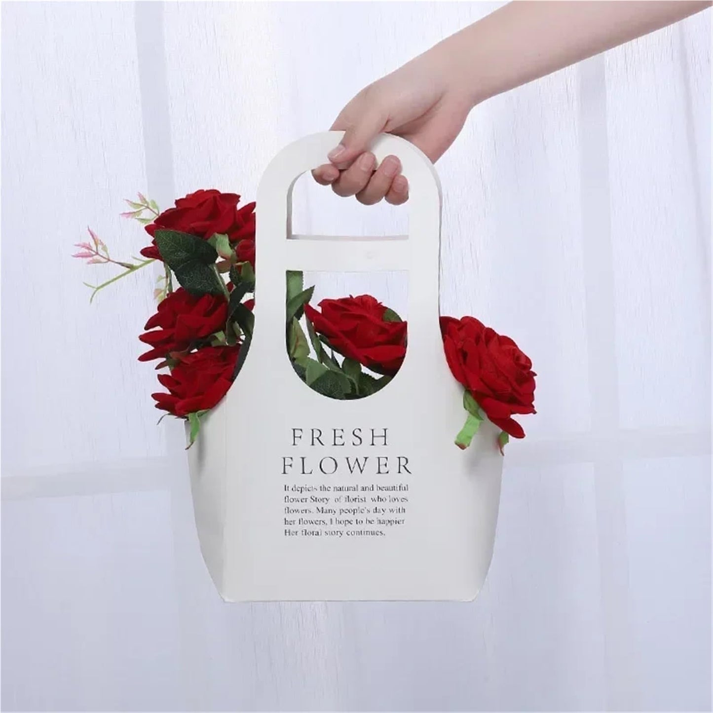 Nikeg Kraft Paper Flower Gift Bags 10Pcs Packaging Flower Boxs Rose Wrapping Handheld Waterproof Kraft Paper Bag Arrangement Valentine'S Day Wedding Decoration Gift(Brown,S 17x 7.5 x32.5cm)