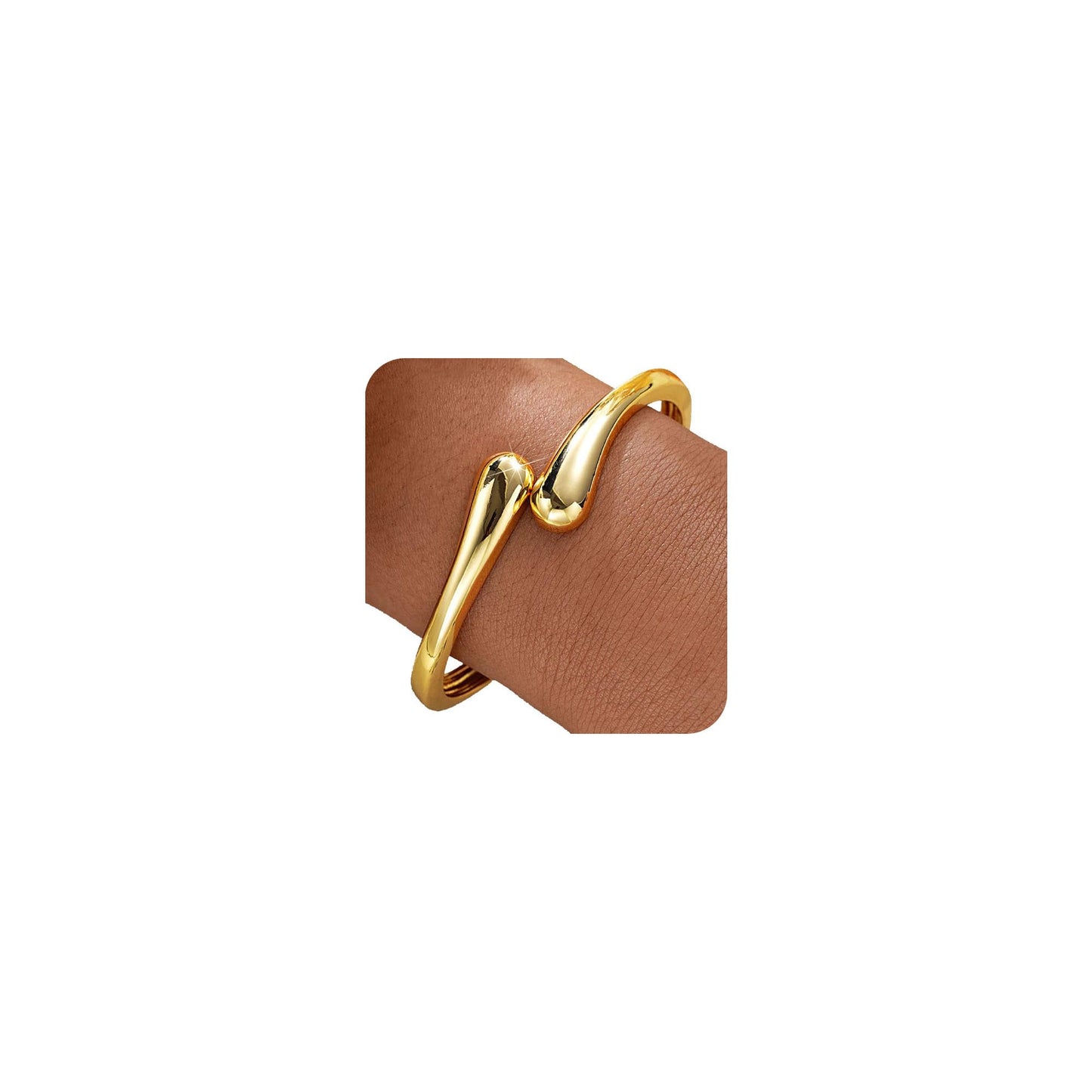 MTINEAPS Gold Bangle Bracelets for Women Teens Trendy Chunky Adjustable Twist Cuff Bracelet Jewelry Gifts (Gold)