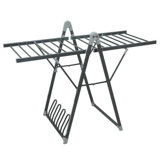 SHARNDY Electric Heating Clothes Drying Rack,Foldable Clothes Drying Rack,Suitable for Drying Clothes, Shoes and Socks.Plug & Play,Space Gray,Aluminum Alloy,One-Click Switch(39.37×52.56×25.98in)