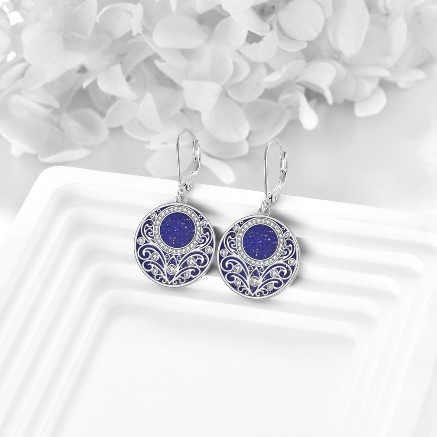 Lapis Lazuli Earrings Sterling Silver Filigree Drop Earrings Blue Lapis Dangle Earrings Jewelry Gifts For Women