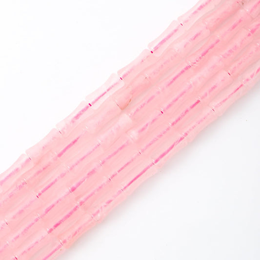 5x12mm Natural Rose Quartz Stone Bamboo Shape Gem Healing Energy Loose Spacer Beads for DIY Necklace Bracelet Earring
