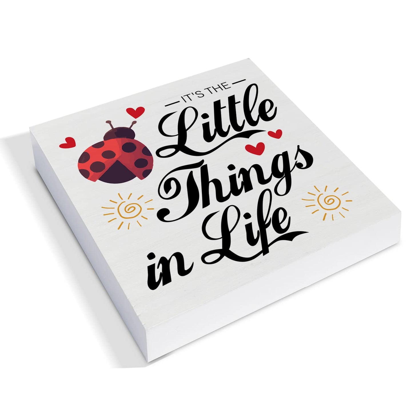 Farmhouse Little Things in Life Quote Wood Box Sign Decor Desk Sign Wooden Box Block Sign Rustic Home Shelf Wall Decor