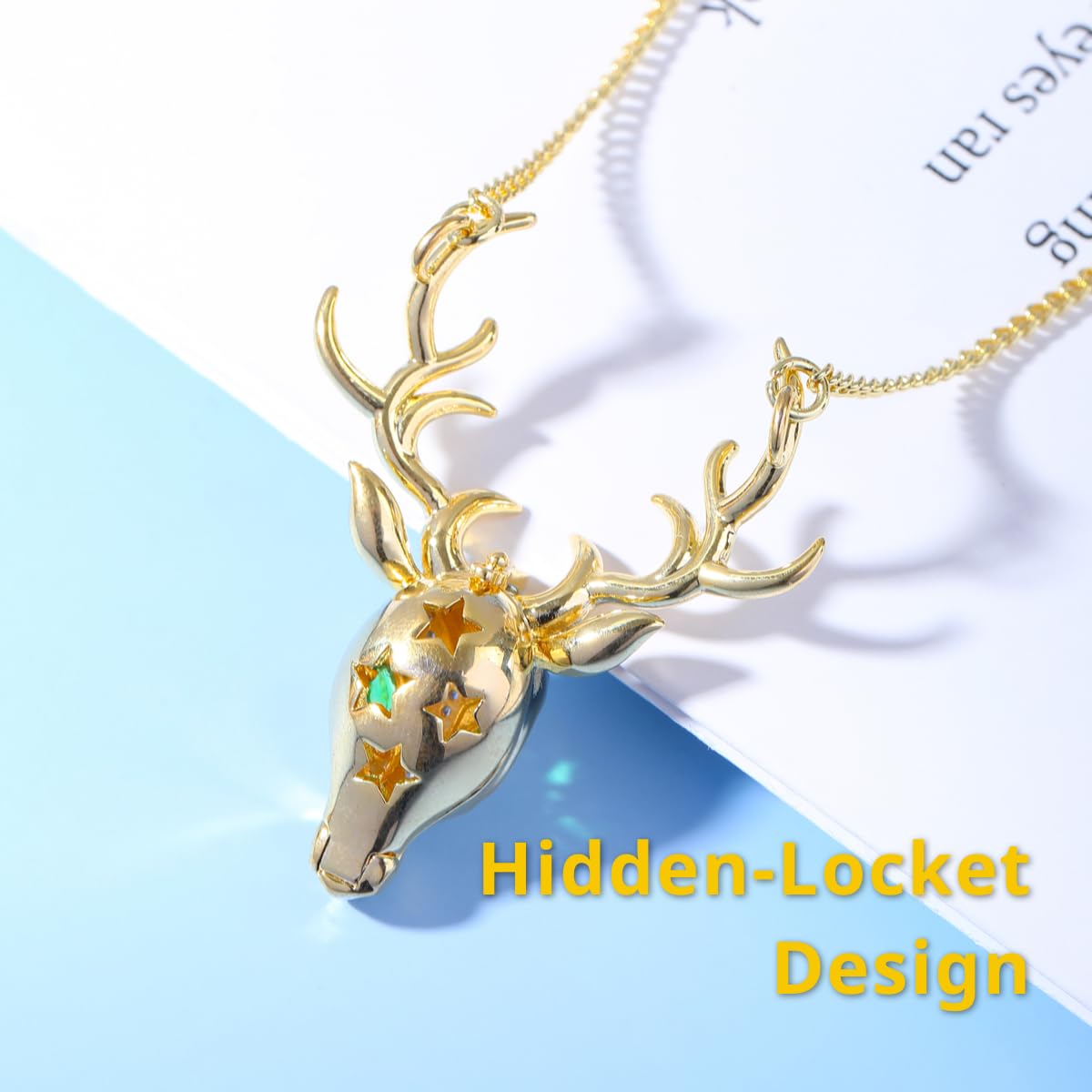 LOMEVERSE Essential Oil Diffuser Necklace - Hidden Scent Locket Jewelry for Anxiety & Stress Relief - Discreet 316L Stainless Steel Aromatherapy Necklace with Cubic Zirconia Buck Pendant - Yoga Self Care Gifts for Women, Mom, Nurse
