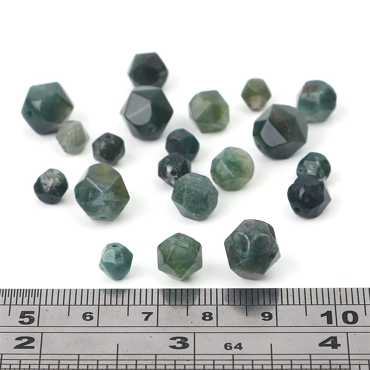 BEADIA Faceted Natural Moss Agate Stone Round Beads 8mm 36cm/Strand for Jewelry Making