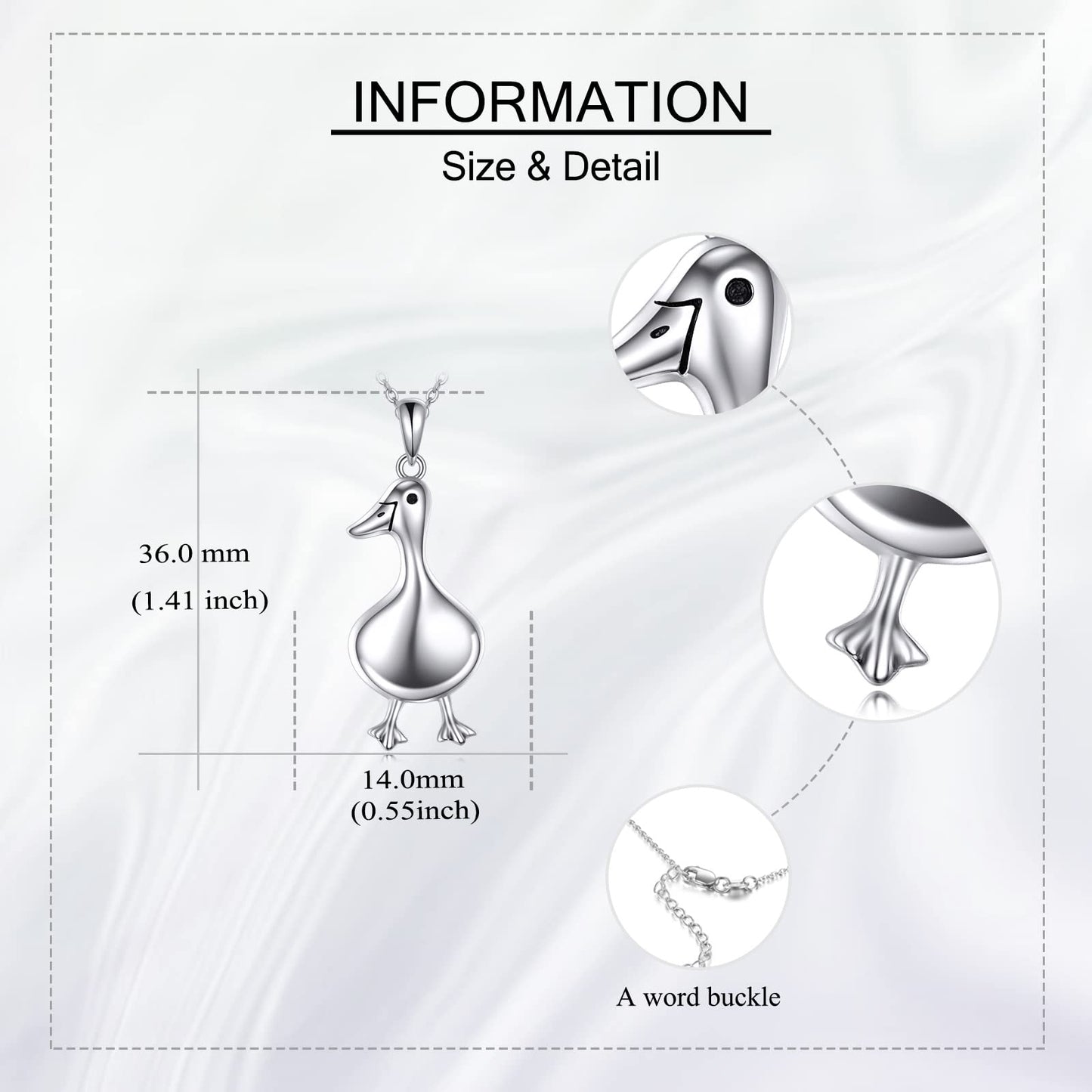 YAFEINI Duck Necklace S925 Sterling Silver Ducks Pendant Necklace Tiny Duck Jewelry Gifts for Women Mom Wife