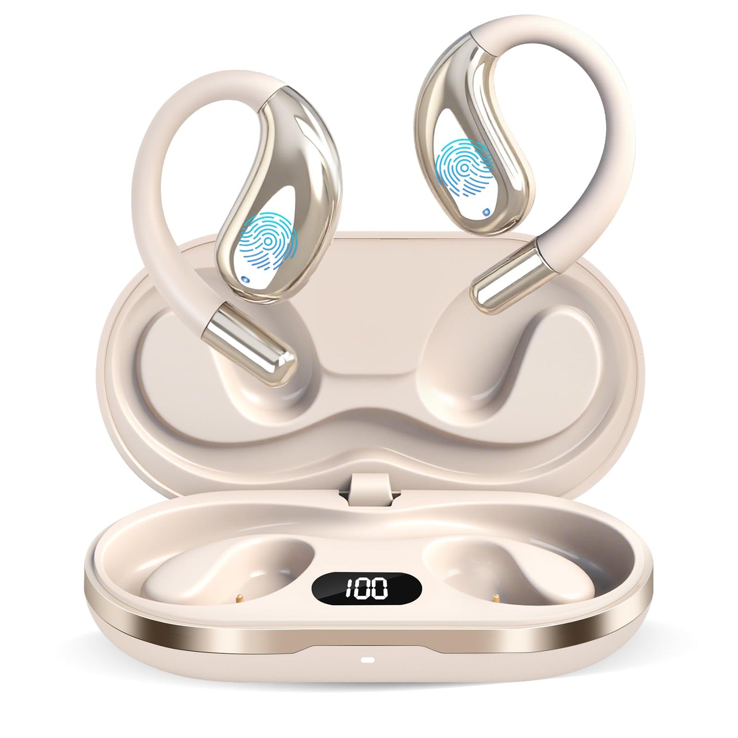 AI Translation Earbuds Real Time, 164 Language Translator Earbuds OWS 3-in-1 Translation Headphones, Translation Device for Travel Business Learning Compatible with iOS and Android,Khaki