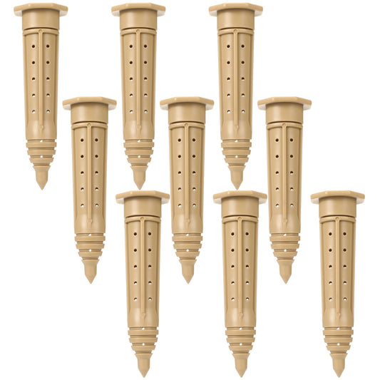 Briwooody 9 Pack 8 Inch Garden Watering Stake Large UV Protected ABS Plastic Deep Root Irrigation Spike Brown Drip System Parts Tubes for Trees Shrubs Bushes Flowers Fruits Vegetables Potted Plants