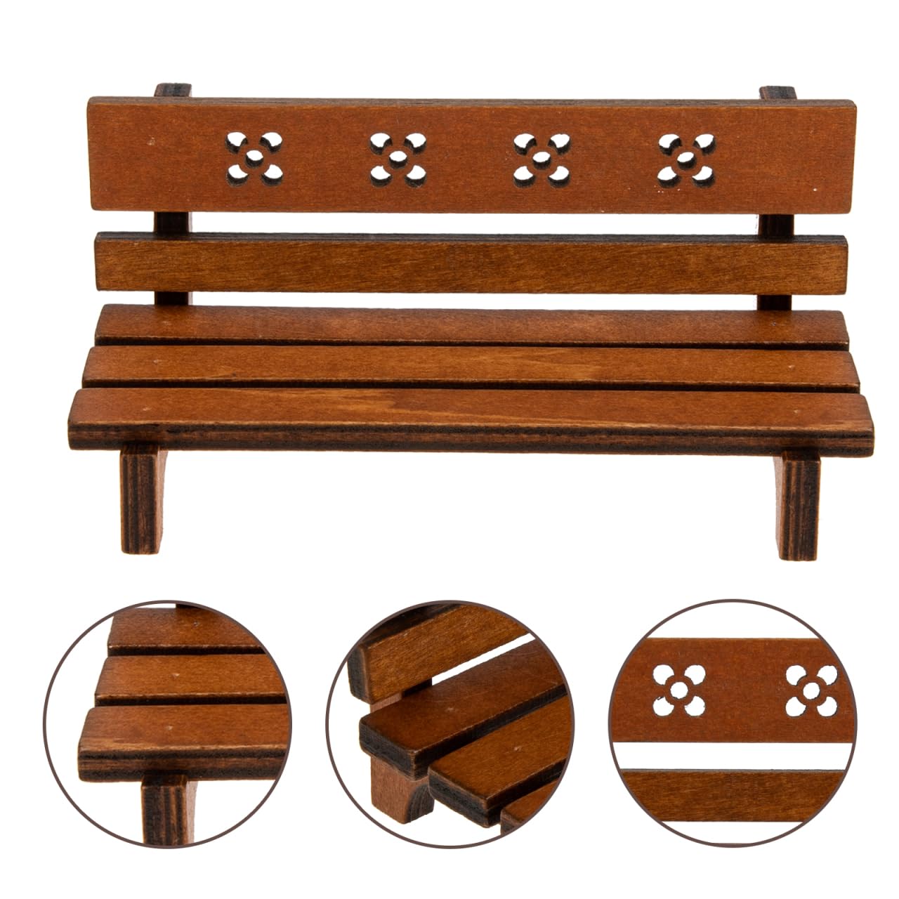 Hemoton Miniature Garden Bench 4.72 Inch Rustic Wooden Dollhouse Outdoor Furniture Micro Landscape Decor for Mini House Accessories
