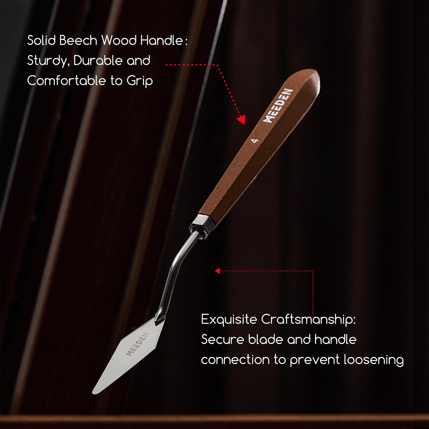 MEEDEN Artist Painting Knife Set: 6Pcs Unique-Shaped Stainless Steel Art Painting Knives with Wooden Handle - Art Supplies for Oil Acrylic Gesso Canvas Painting