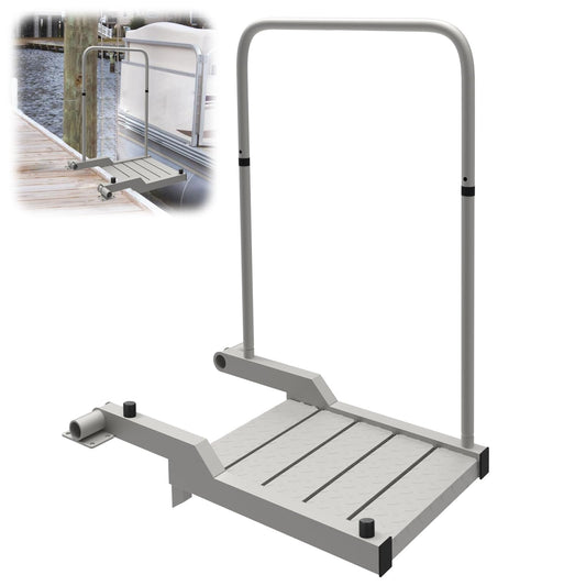 Boat Boarding Platform with Handrail, Dock Boarding Step with Handle, Rust-Proof Outdoor Dock Extension (400LBS Capacity L)