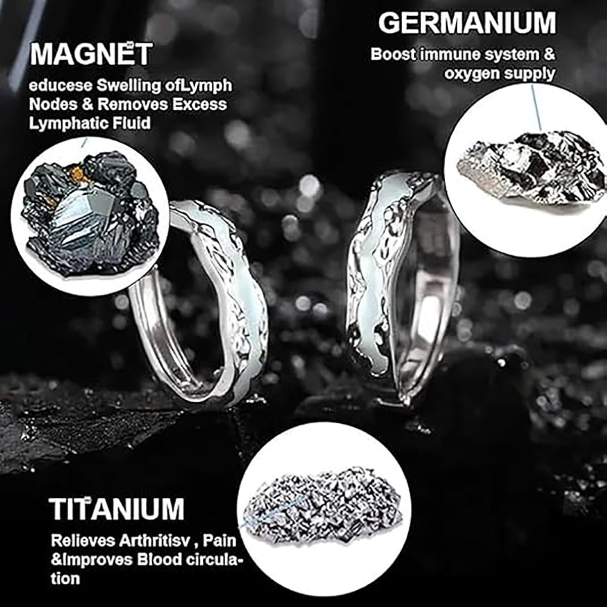 IMMUNOTRAX Magnetic Therapy Luminous Titanium Ion Adjustable Ring - Lymphatic Magtherapy Luminous Jewelry for Couples,Glow-in-Dark Wellness Ring Gift for Men/Women (A For Couples)