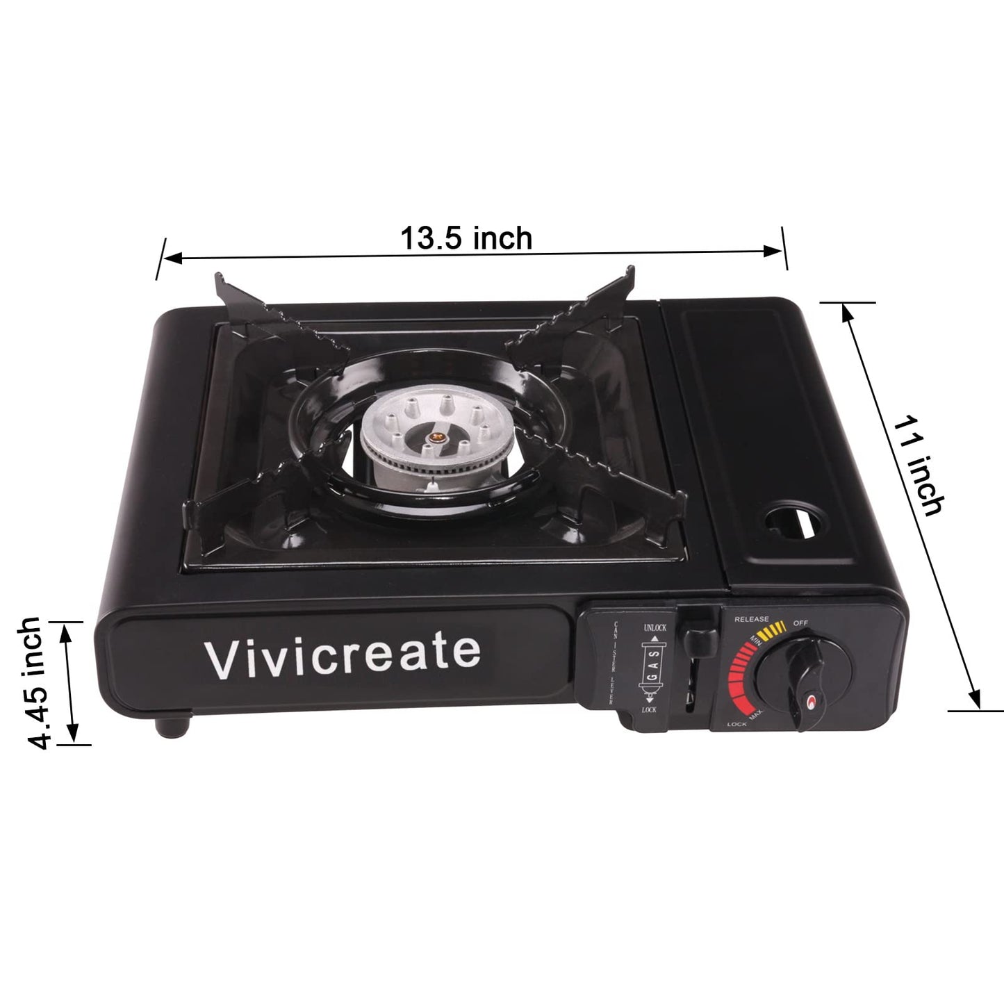 Vivicreate Portable Butane Stove 8500 BTU, Butane Stove with Auto Ignition for Camping, Lightweight Portable Gas Stove Burner with Safety Lock, Butane Burner, Estufa de Gas Portatil(Black)
