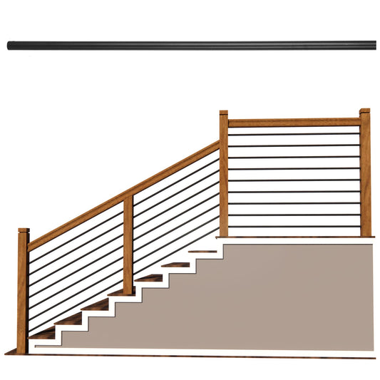 Senmit 5 Feet x 5/8-inch Round Horizontal Bar Baluster for Stair Remodel - Wrought Stair Iron Baluster for Staircase, 10 Pack Matte Black