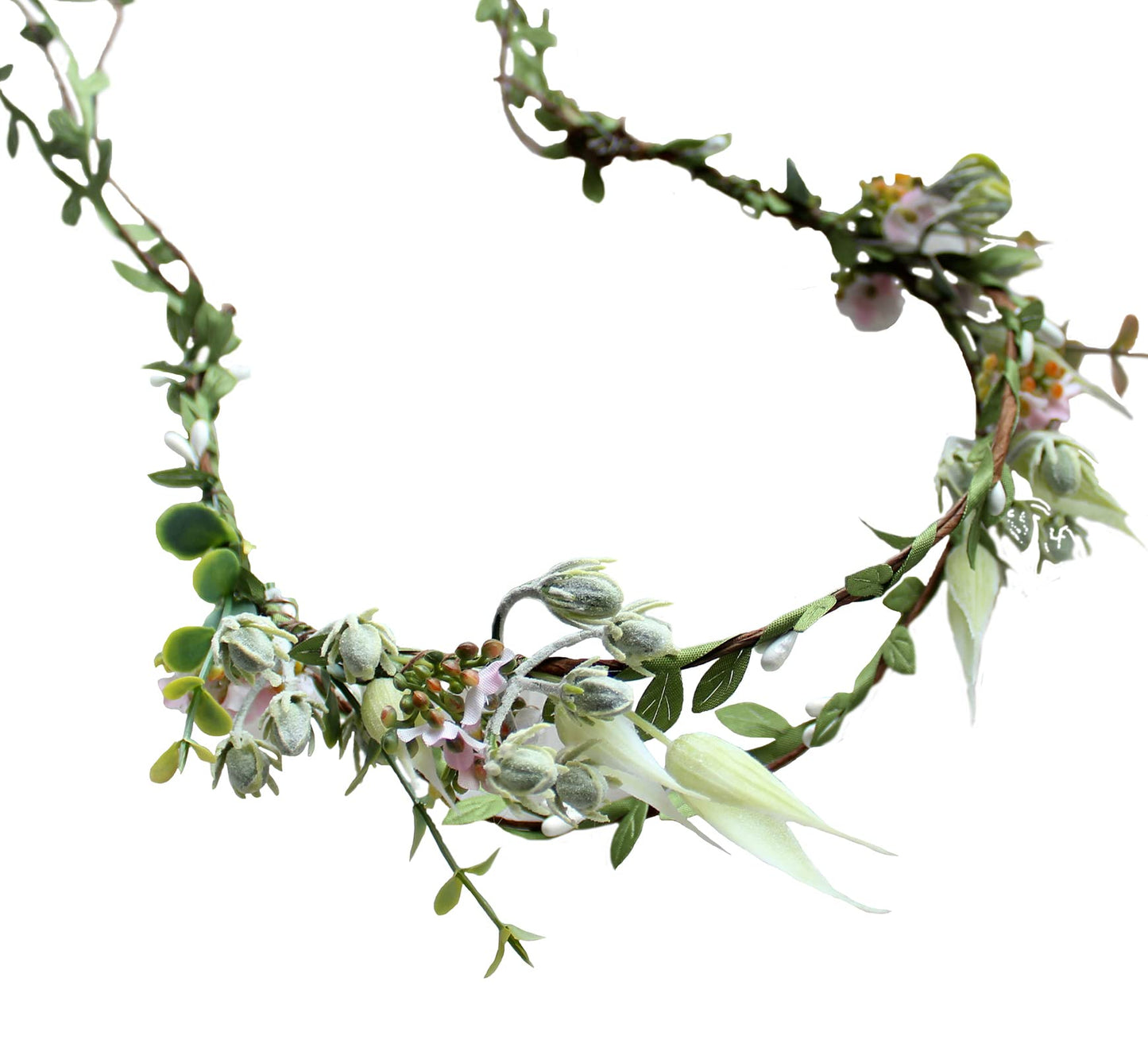 LLinfflr Boho Flower Headband Bridal Flower Crown Hair Wreath Floral Headpiece Halo Party Prom Wedding Photos Green