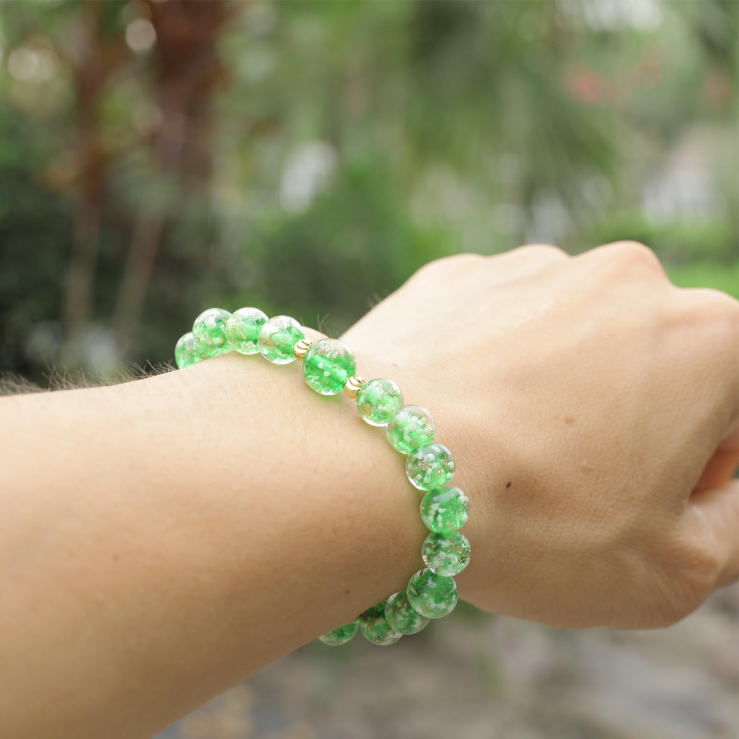 AROUROUA Glass Beaded Bracelet Glowing Bracelet Luminous Bracelets for Women Glass Mermaid Bracelet Bangles Anti Anxeity Healing Energy