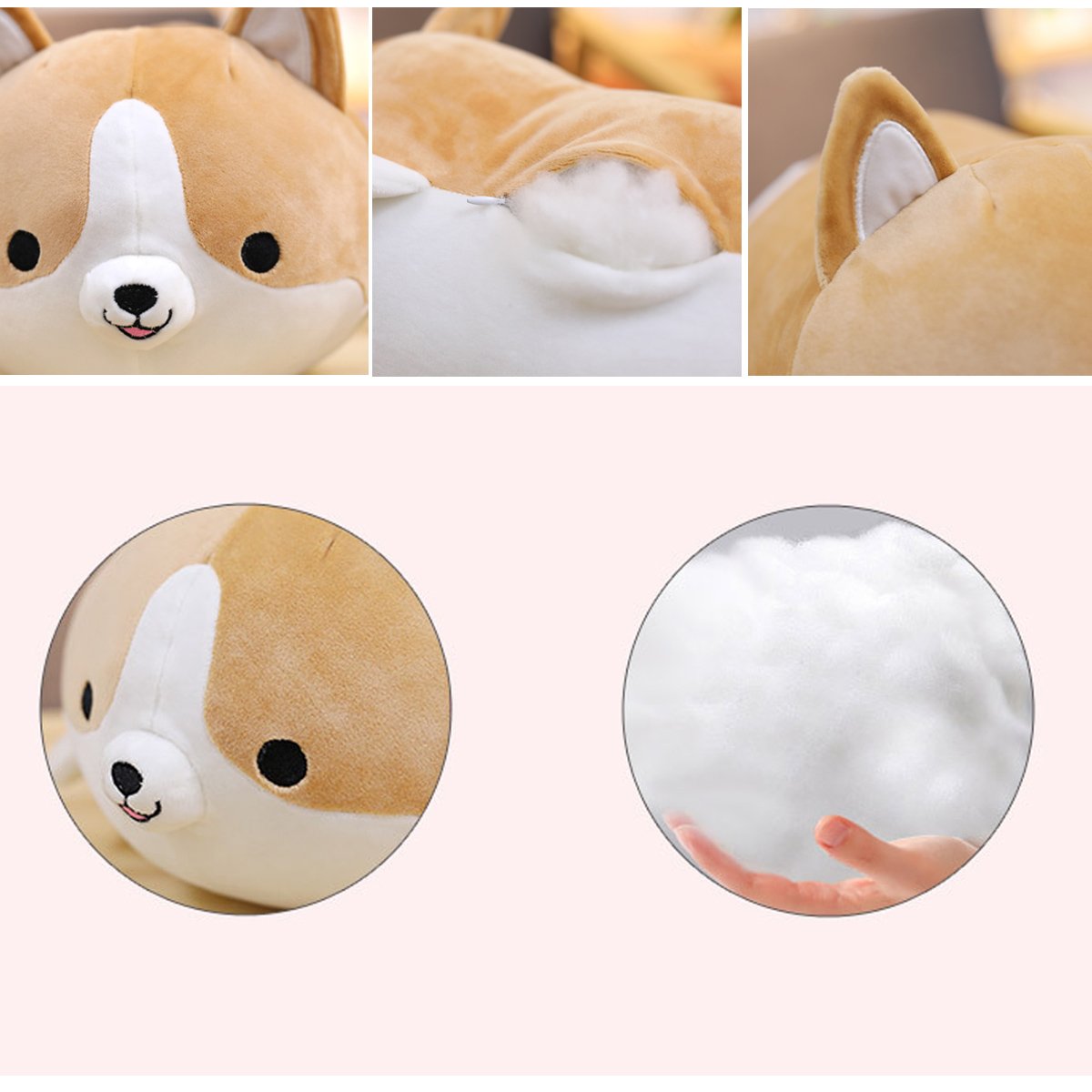 Levenkeness Corgi Dog Plush Pillow, Soft Cute Shiba Inu Akita Stuffed Animals Toy Gifts (Yellow, 17.7 in)
