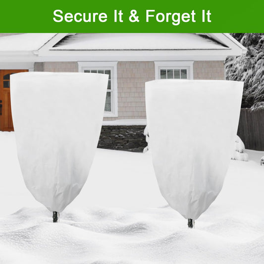 YDSL 3 Pack Plant Covers Freeze Protection, 48"×72" 1.77oz/yd² Plant Frost Covers for Outdoor Plants Shrub Potted Plants Use, Winter Cloth Plant Tree Cover with Drawstring for Cold Weather