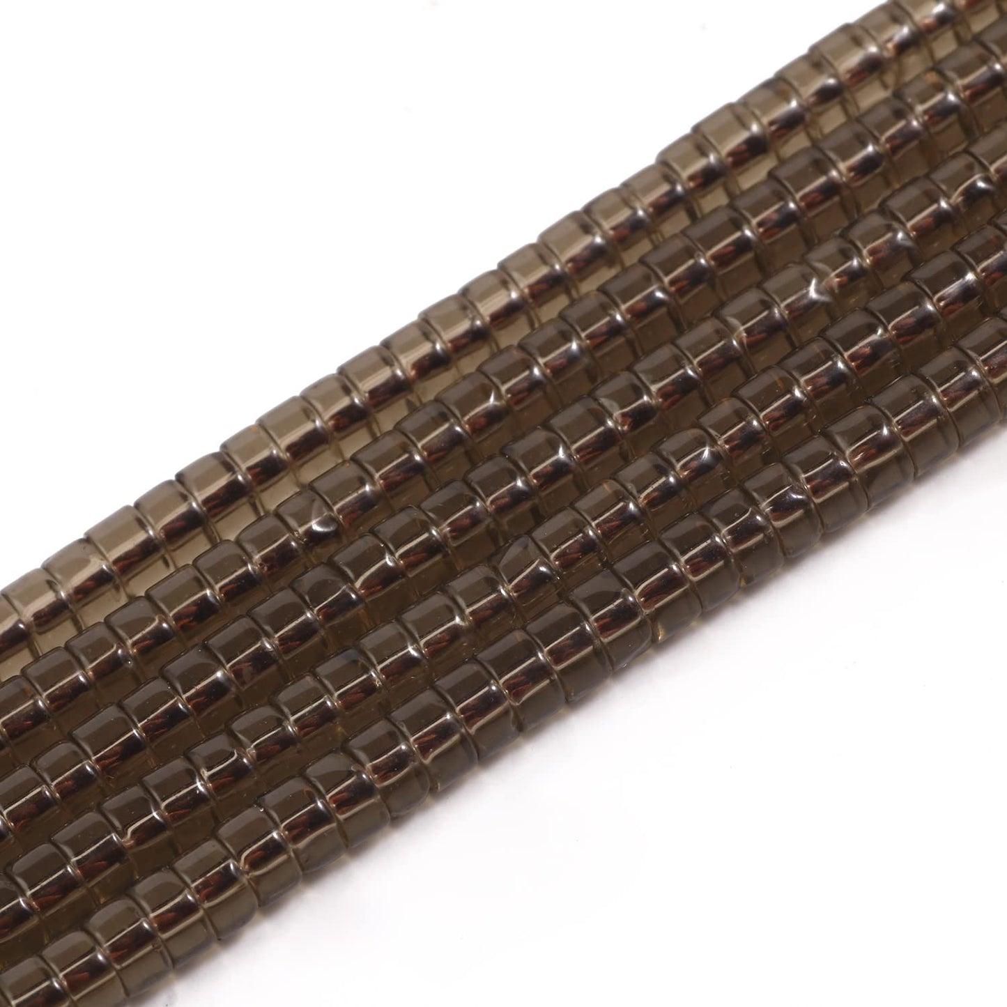 NITOPUPU 150Pcs 4×2mm Natural Smoky Quartz Spacer Stone Beads for Jewelry Making Supplies, Loose Semi Flat Round Gemstone Tube Beads for Bracelets DIY Crafts