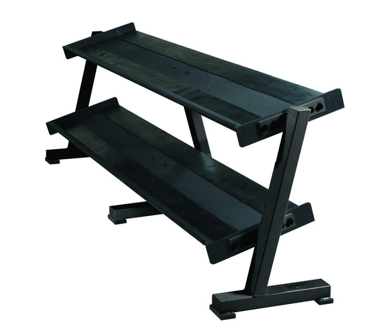Hydra Fitness Exchange 2-Tier Dumbbell Rack – Hex Professional Dumbbell Tray Rack Heavy Duty Steel Weight Storage Stand for Gym – Rubber Lined Ergonomic Angled Trays – Holds All Dumbbells