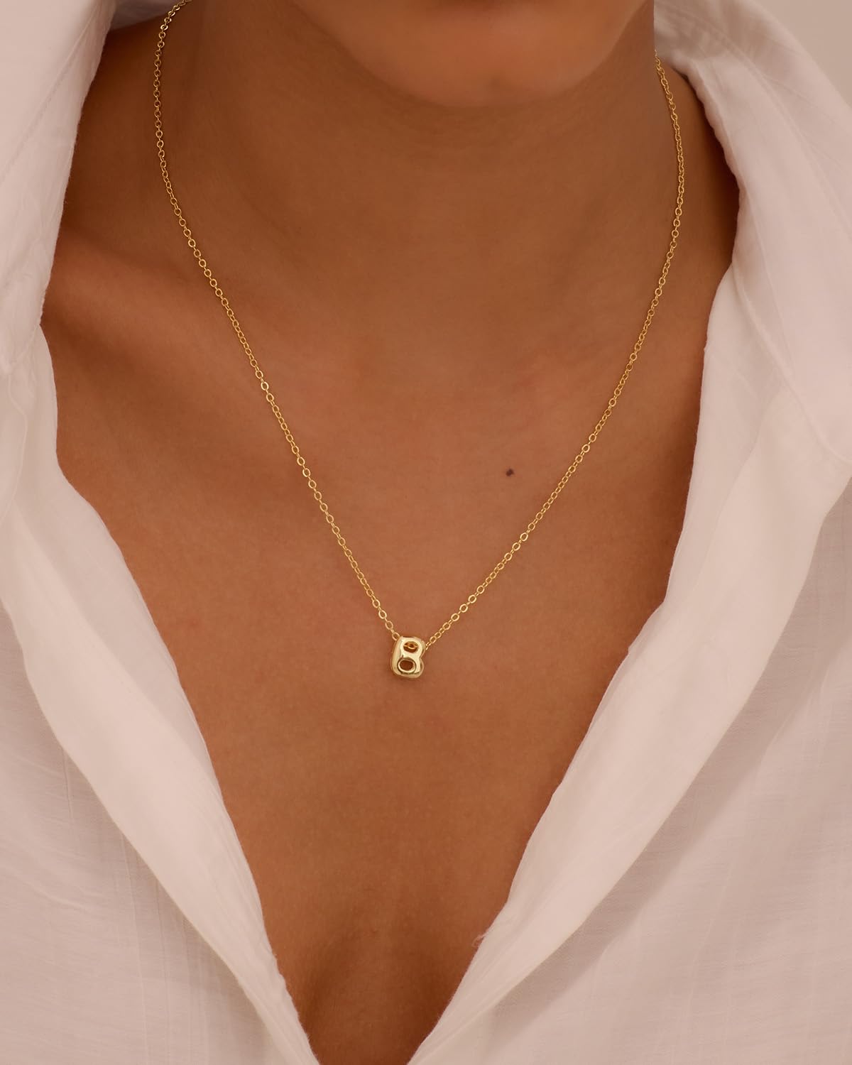 CUEZIY 14K Gold Plated Bubble Letter Necklace Initial Necklaces for Women Dainty Personalized Charm Pendant Name Necklace Cute Non Tarnish Fashion Accessories Teen Gift Trendy Stuff Jewelry Gifts