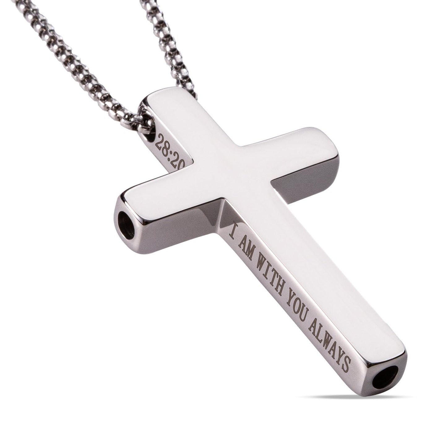 FUNPAR Cross Breathing Necklace for Anxiety Relief and Relaxation, Breathlink Design Quit Smoking Aid, Stainless Steel Mindfulness Tool to Calm, Stylish Wellness Gift for Adults(Silver 28:20)