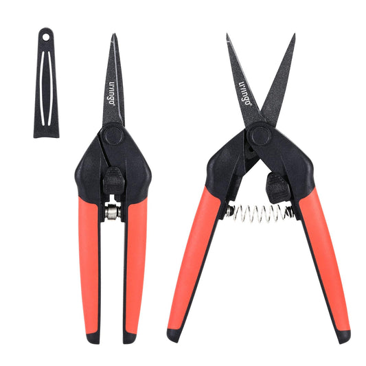 LIVINGO Sharp Garden Pruning Shears - 2 Pack 6.5” Spring Loaded Handles, Non-Stick Teflon Coated Stainless Steel Blades Scissors for Trimming Plant, Flower