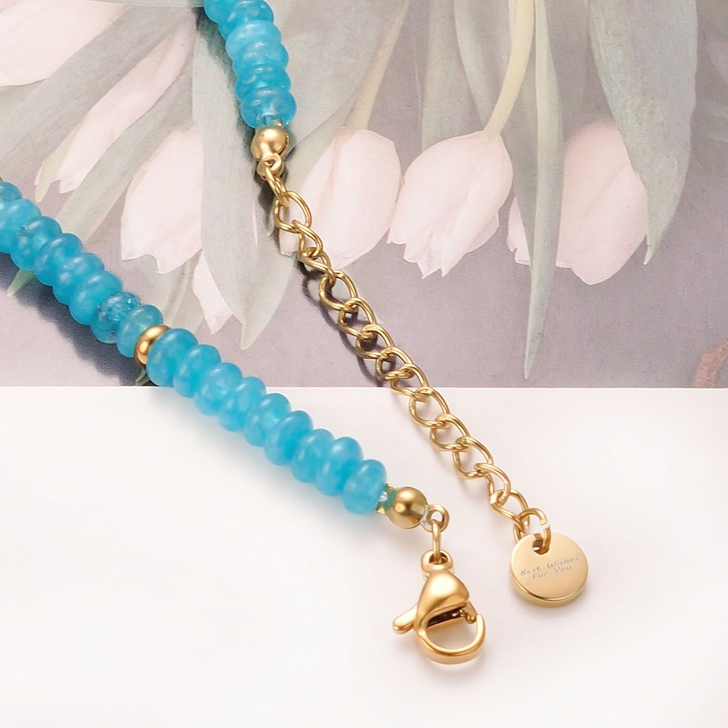 vissen Blue Natural Stone Bracelet for Women Gold Plated Stainless Steel Freshwater Pearl Cultured Dainty Bracelet Jewelry Gift