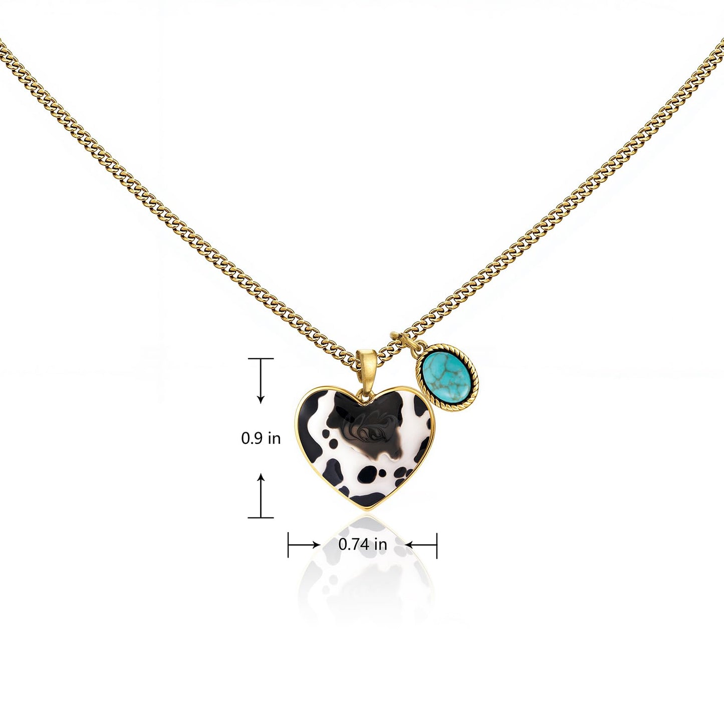 Montana West x Wrangler Western Pendant Necklace for Women 14k Gold Silver Heart Statement Turquoise Cowgirl Vintage Trendy Fashion Jewelry WNS-1129G-TQ