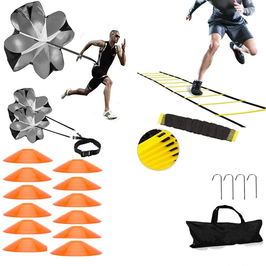 XINXIANG Agility Ladder, Speed Ladder, Speed Training Equipment Set, 20ft Agility Ladder, 12 Soccer Cones, Running Parachute, Basketball Football Soccer Training Equipment for Kids, Youth, Adults