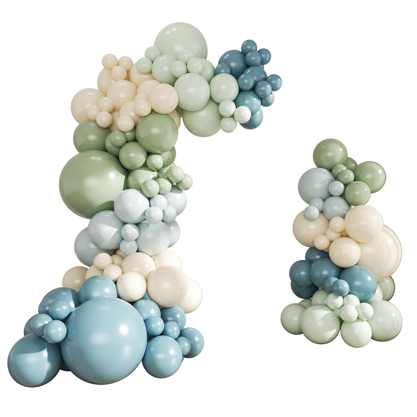 Dusty Blue Sage Green Balloon Arch Kit, 124Pcs Fog Blue Light blue Green Sand White Balloons Different Size for Baby Shower Bridal Shower Anniversary Birthday Party Decorations