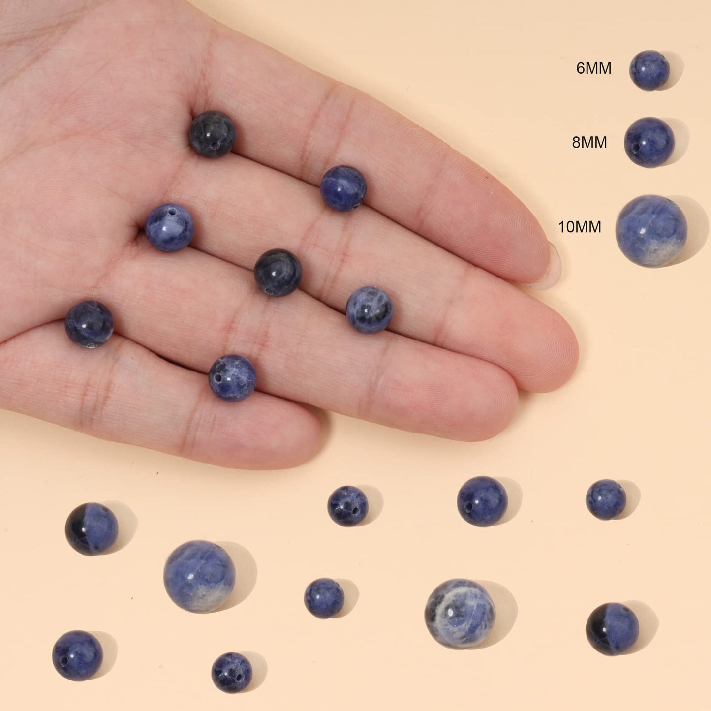 35pcs 10mm Natural Stone Beads Blue Sodalite Beads Energy Crystal Healing Power Gemstone for Jewelry Making, DIY Bracelet Necklace