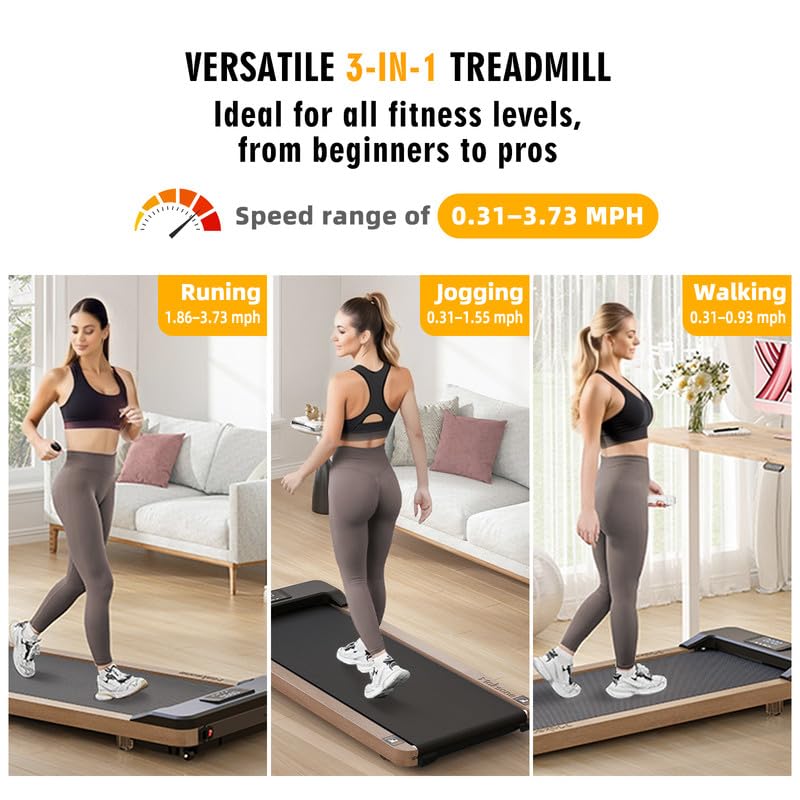 Maksone Under Desk Treadmill, Expert of Wooden Walking Pad, Walking Jogging Machine with Remote Control, Installation-Free