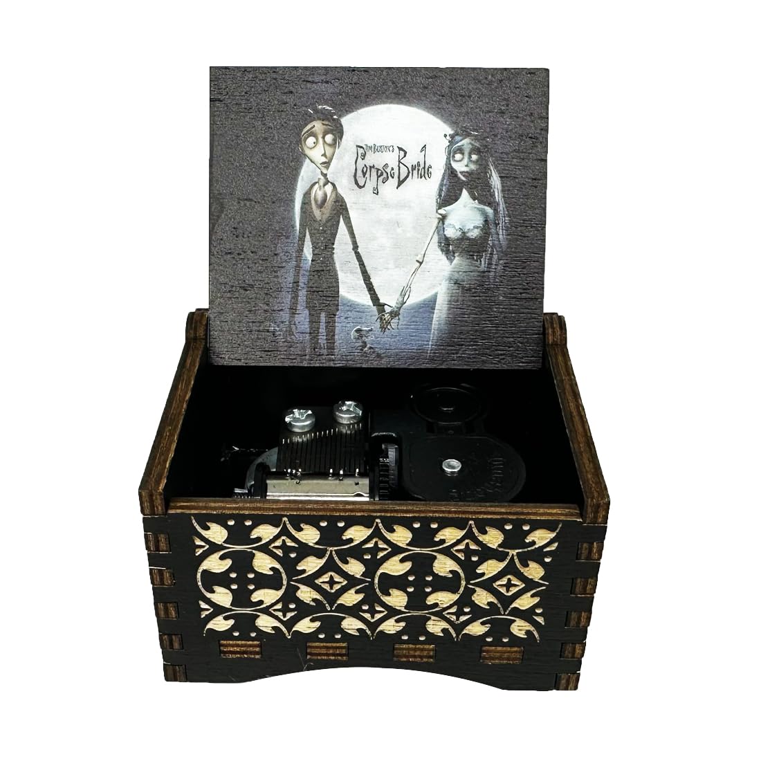 Youtang CorpseBride Wooden Music Box, Antique Engraved Case, Birthday Gift/Valentine's Day Gift/Mother's Day/Fathers Day/Children's Presents/Home Decoration/Collectibles (Wind up, Black)