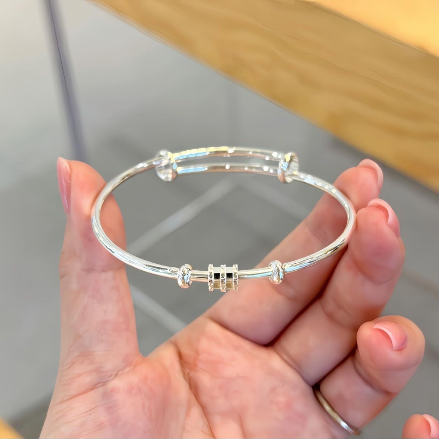 Handmade 925 Sterling Silver Bangle Bracelets For Women Men Anxiety Relief Bangle Bracelets High Polish Adjustable Wrap Bangle Bracelets Inspirational Cuff Bracelets For Women Minimalist Jewelry Gifts