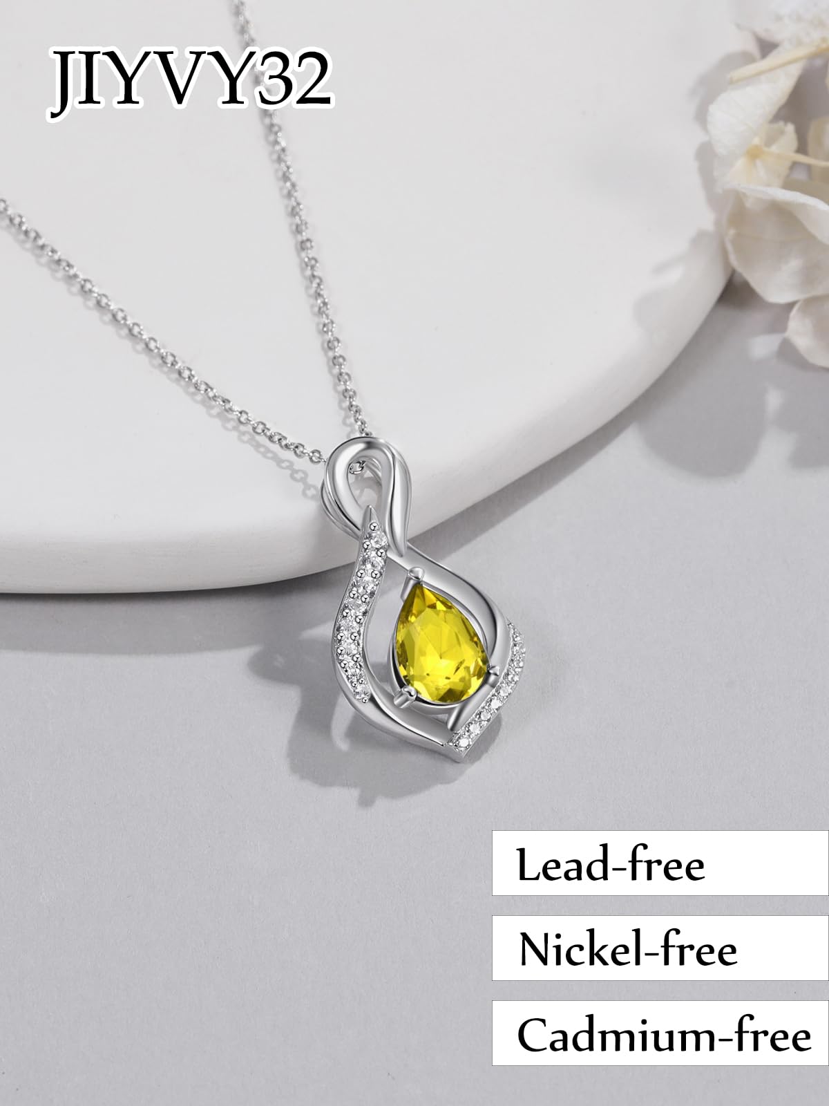 JIYVY32 Citrine Infinity Necklace for Women November Birthstone Necklaces White Gold Plating Anniversary Birthday Gifts for Wife Her Mom Girlfriend Birthstone Jewelry Gifts for Women