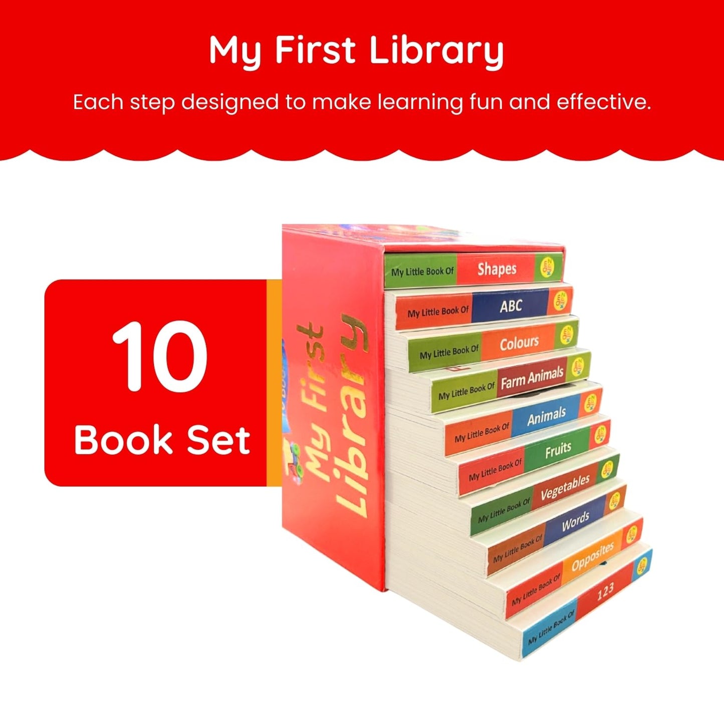 My First Library Boxset of 10 Board Books for Kids, Babies, Toddlers (Ages 1–3) Learn ABC, Numbers, Colors, Animals & More Learning (English Edition) Mini Book Gift Set Baby Showers, Birthdays & Preschool