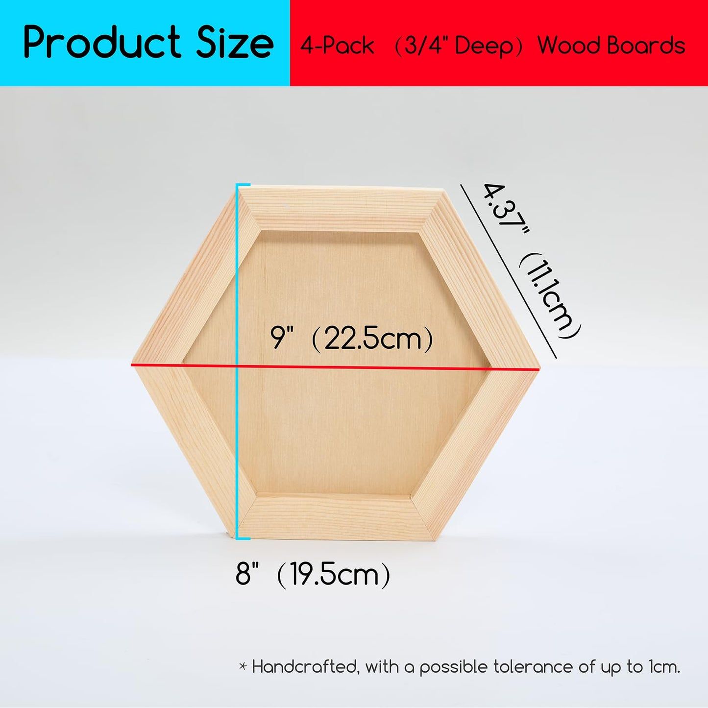 MEEDEN Hexagon Wood Canvas Panels: 3/4" Deep Wooden Canvas Panels - 4-Pack Cradled Wood Art Boards for Pouring Art, Crafts, Painting (8x9 inches)