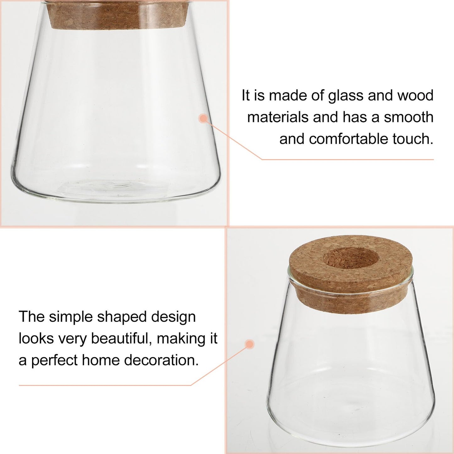 Balacoo 2pcs Hydroponic Glass Planter Vase Desktop Terrarium for Water Plants 6.5cm Opening Glass Eco Bottle Suitable for Home Office Gardening