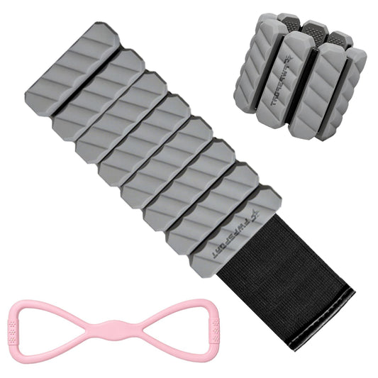 FWPSPORT 2 lb Wrist and Ankle Weights Set of 2 (1 lb Each) with Resistance Band, Adjustable Silicone Wearable Arm & Leg Weights for Walking, Pilates, Yoga, Home Workout