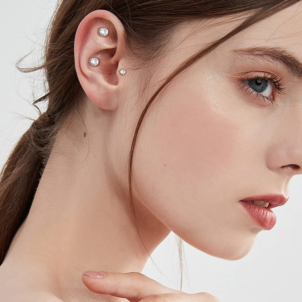 Magnet 6 Prong Set Cubic Zirconia Clip on Fake Stud Earrings for Women Men Cartilage Non Pierced Ear Senstive Ear CZ Crystal Huggie Studs Hypoallergenic Jewelry Gifts Duaghter Bff Birthday (6mm)
