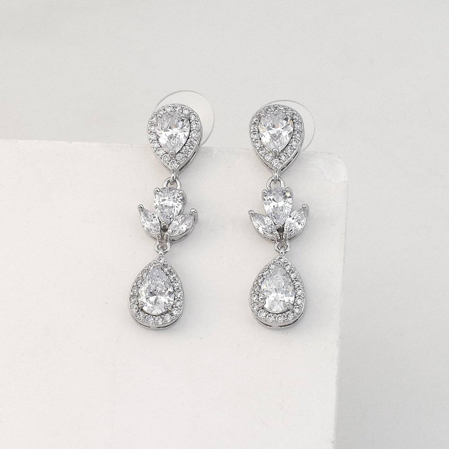 UDYLGOON Elegant Bridal Jewelry Set for Bride Bridesmaid Wedding Prom Teardrop Necklace Earrings Bracelet Set