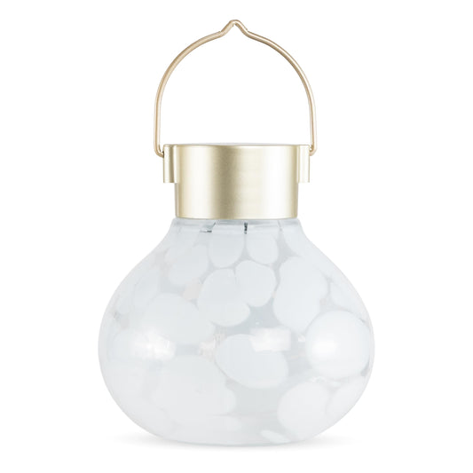 Allsop Handblown 5" Outdoor Solar LED Tea Lantern - White