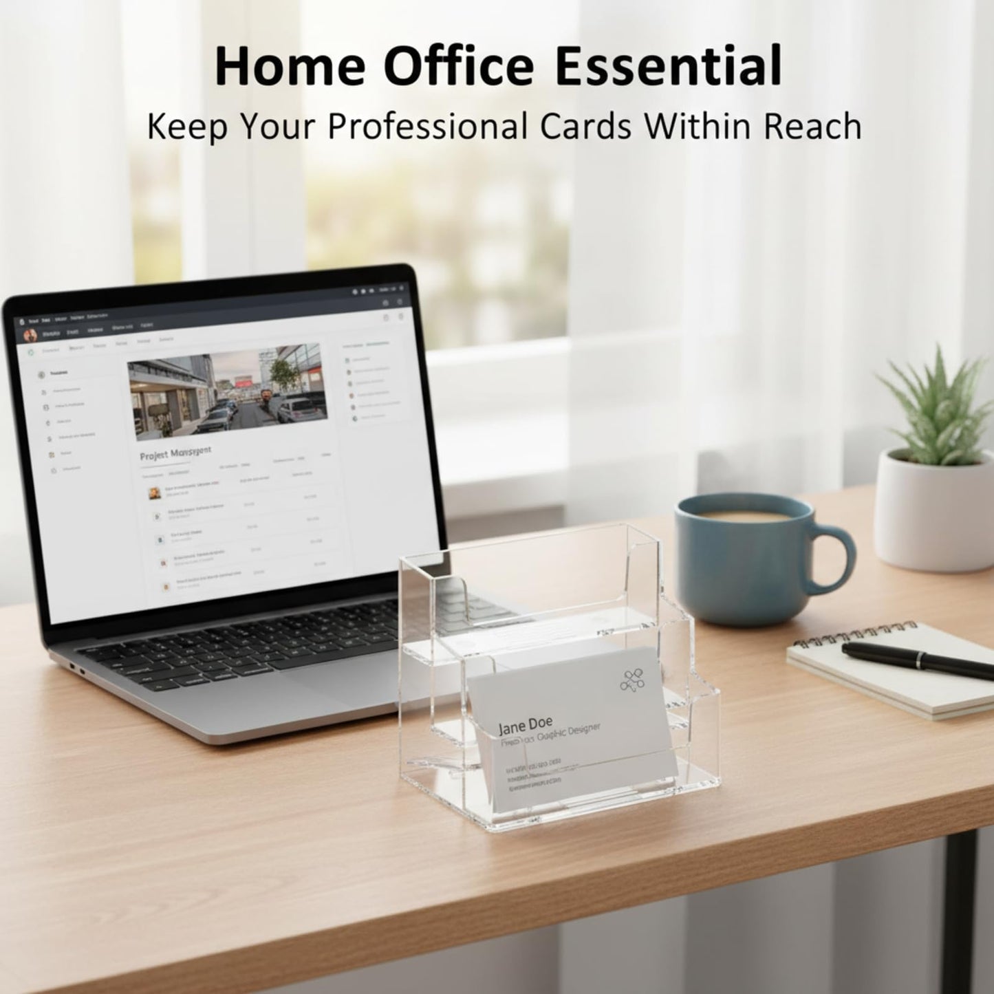 TecUnite 2 Pieces Business Card Holder for Desk 3 Tiers Clear Acrylic Stand for Business Card Organizer Storage Holder Display for Office and Company, 180 Cards Capacity