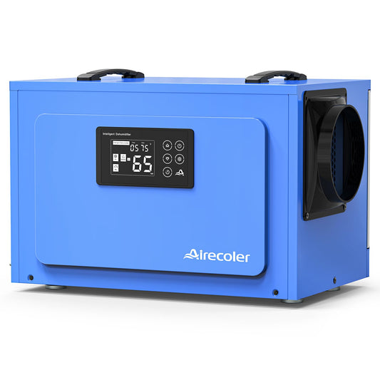 Airecoler 125 Pints Commercial Dehumidifier for Crawl Spaces & Basements with Drain Hose, Industrial Grade Water Damage Restoration for up to 6,000 sq ft, Auto Defrost, Memory Starting