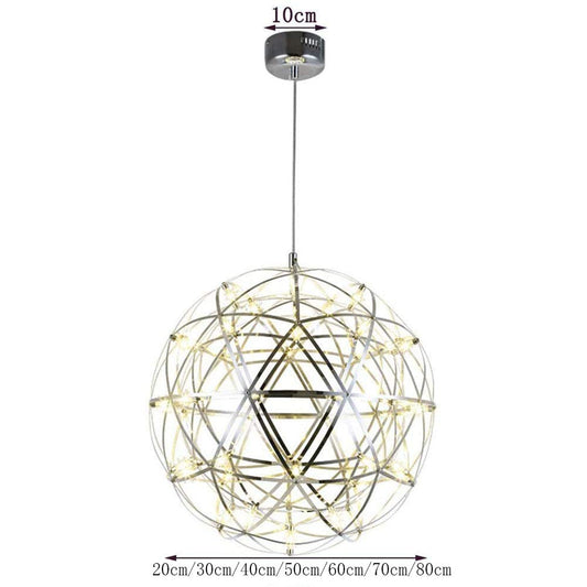 EUUDROBY Hanging Lamp with Led Light Source,Creative Stainless Steel Pendant Light,Adjustable Height Sparkle elier for Livingroom,Corridor,Balcony 42 Beads 30cm