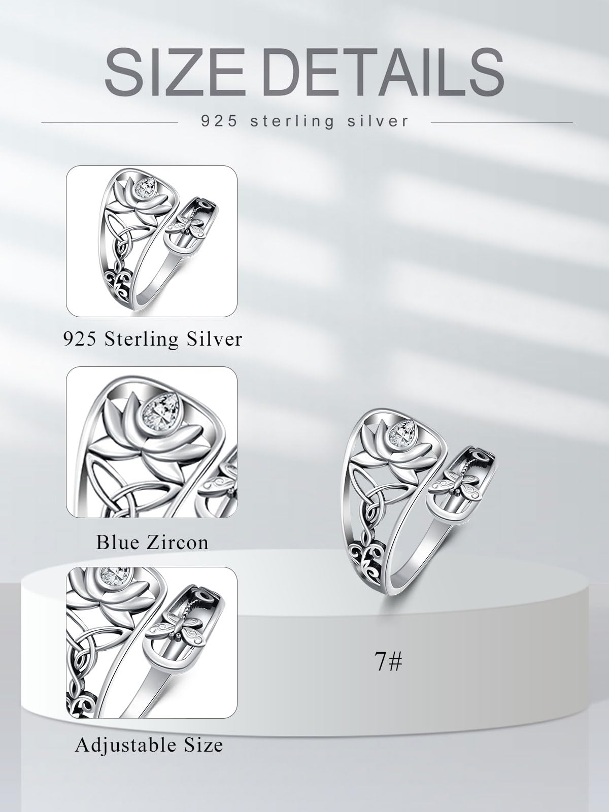 Midari Lotus Spoon Rings for Women 925 Sterling Silver Adjustable Open Lotus Flower Finger Ring Thumb Rings Just Breathe Ring White Lotus Jewelry for Women Yoga Lovers Birthday Christmas Gifts