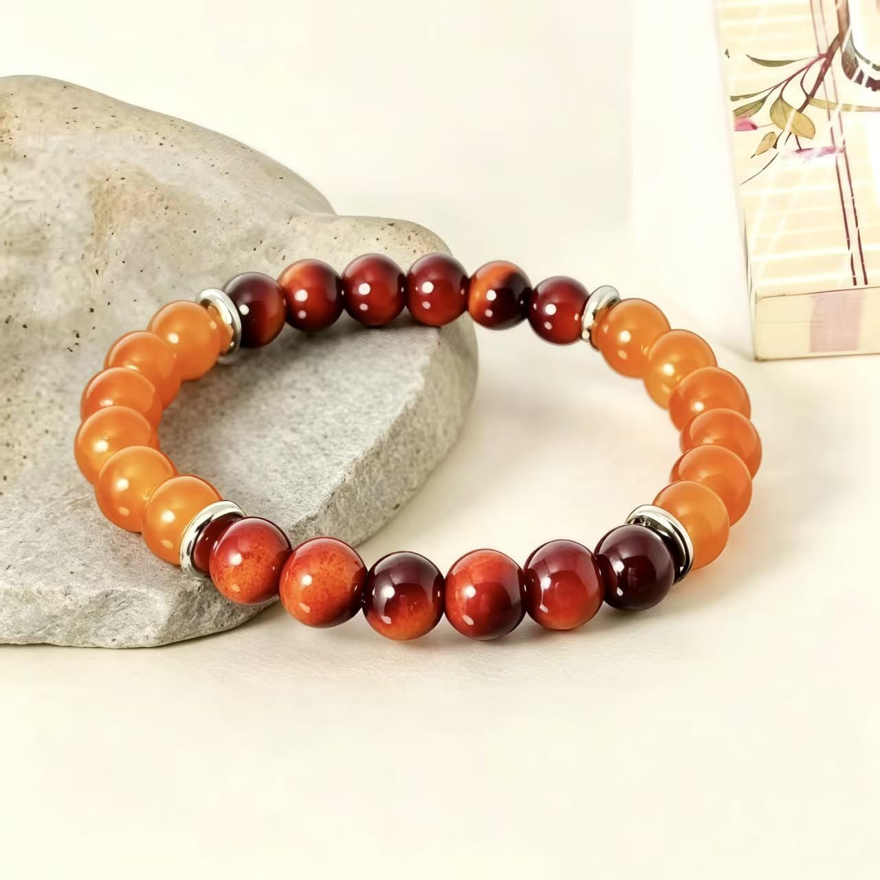 Adjustable Crystal Money Bracelets for Women Aventurine & Tiger-Eye Stone Beaded Bracelet Wealth Attraction Feng Shui Good Luck Elastic Bracelets Natural Healing Protection Jade Spiritual Jewelry (Wealth-Red)