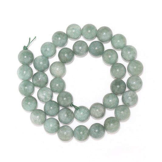 35pcs 10mm Burmese Jade Loose Beads for Jewelry Making, Natural Semi Precious Beads Round Smooth Gemstone Spacer Beads Charms for Necklaces Bracelets