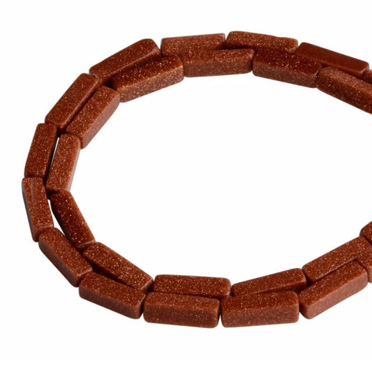 4x13mm Natural Stone Golden Sand Rectangular Column Tube Cylinder Spacer Loose Beads Gemstone for DIY Bracelets Necklace Jewelry Making Strand 15 Inch (28-30pcs)